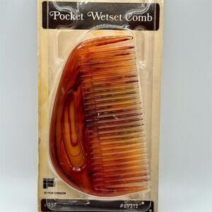 Vintage Pocket Wetset Comb Faux Tortoise Shell Design NOS